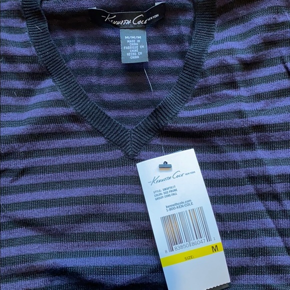 Kenneth Cole Purple/Black Striped Sweater - Picture 2 of 5